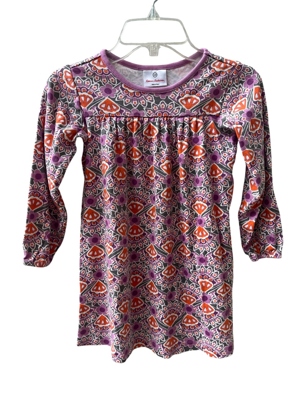 Hanna Andersson Long Sleeve Playground Dress Girl’s 110 US 5 Purple Orange
